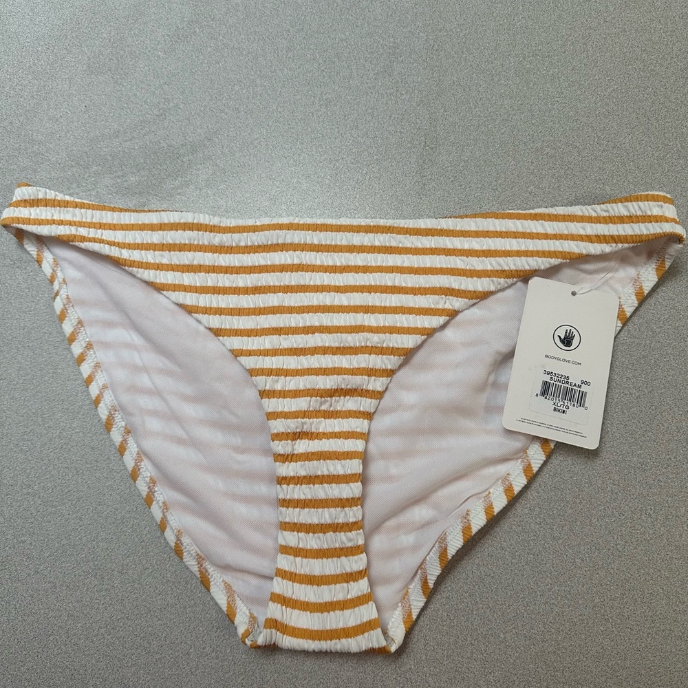 Body Glove Sundream Yellow and White Striped Bikini Bottoms XL